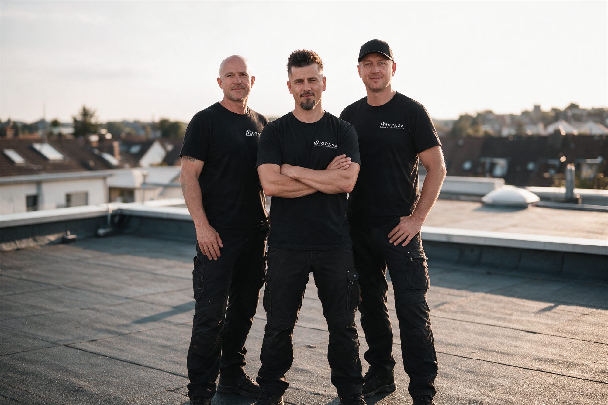 Das OPASA Blitzschutz-Team auf einem Flachdach